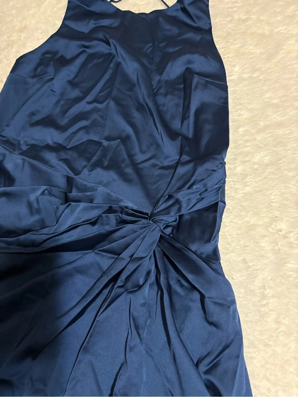Abercrombie & Fitch Blue Draped Skirt Maxi Formal Slip Dress Open Back Size XL